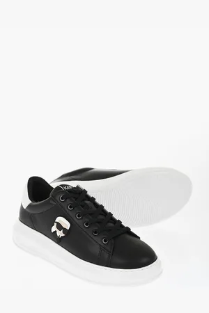 Karl Lagerfeld Two-Tone Leather KAPRI Low Top Sneakers with Iconic Logo