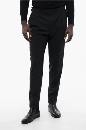 corneliani CC COLLECTION Double-pleated Wool Blend Pants with Martingal