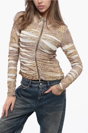 Diesel Printed C-ADONIS Blouse with Frontal Zip Closure