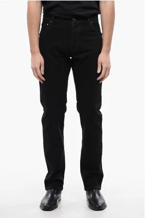 corneliani ID Stretch Denim Jeans with Embroidered Logo 19cm