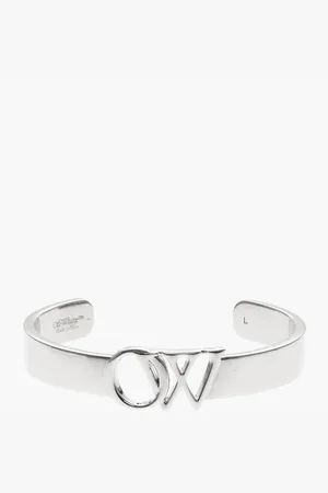 OFF-WHITE Silver-Tone Effect Cuff Bracelet with Centre OW Monogram