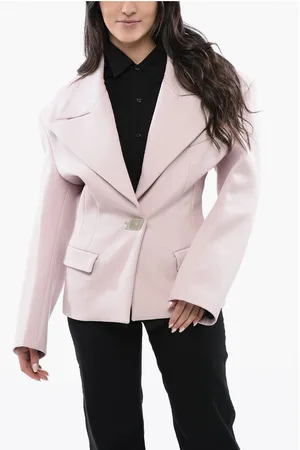 The Attico Wool Blend Slim Fit Blazer with Maxi Peak Lapel