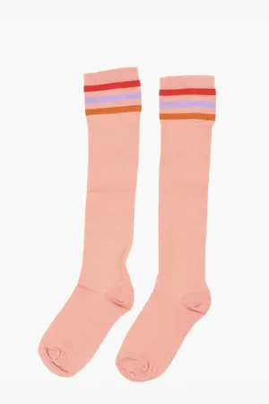 Marni Ribbed Nylon Long Socks with Contrasting Details
