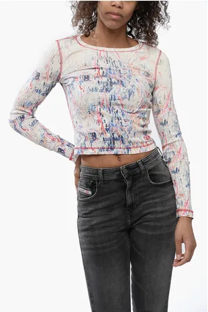 Diesel Ribbed Fabric Top with Abrastract Pattern