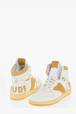 Rhude Leather High-Top Sneakers with Suede Logo