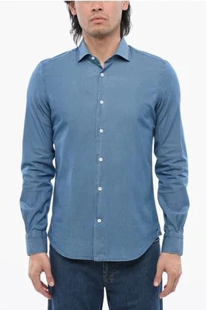 MAZZARELLI Denim Shirt with Spread Collar