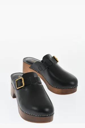 Golden Goose Leather PROVENCE Clogs with Golden Buckle Heel 6.5cm