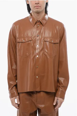 Nanushka Faux Leather LEEN Shirt with Double Breast Pocket