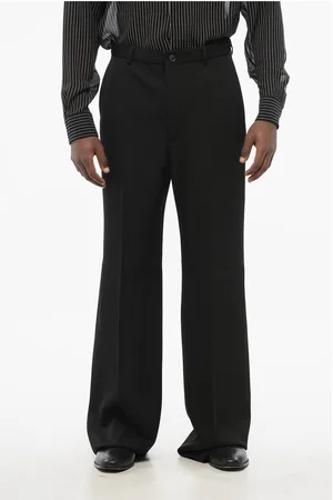 Balenciaga GARDE-ROBE Wide Leg Wool Pants with Belt Loops