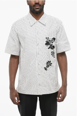 Dolce & Gabbana Striped Bowling Shirt with Sequined Embroidery