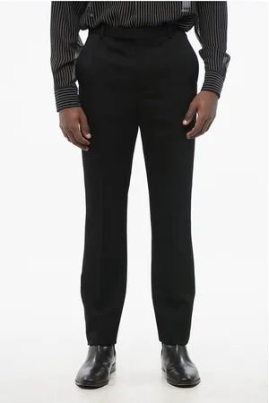 Saint Laurent Slim Fit Wool Pants with Front Pleat