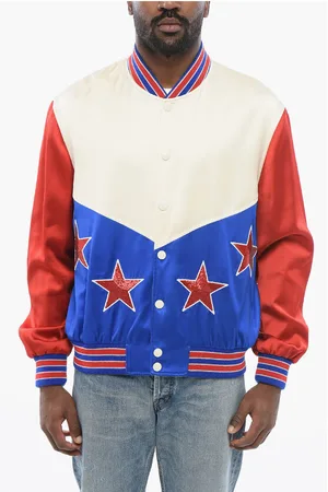 Céline Color Block STARS Satin Bomber Jacket with Sequined Details