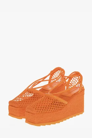 Bottega Veneta Meshed Wedged Lace-Up Espadrilles with Leather Trimmings