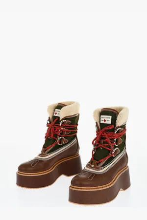 Dsquared2 Wood Effect Sole CANADA HIKING Platform Booties