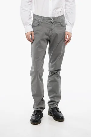 corneliani ID Slim LAZISE Denims with Ton-sur-ton Embroidery