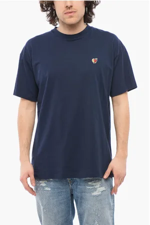Sky High Farm Solid Color Crew-neck T-Shirt with Contrasting Embroidery