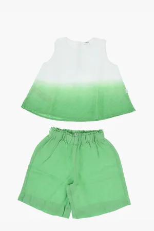 Il gufo Faded Effect Linen Top and Shorts Set