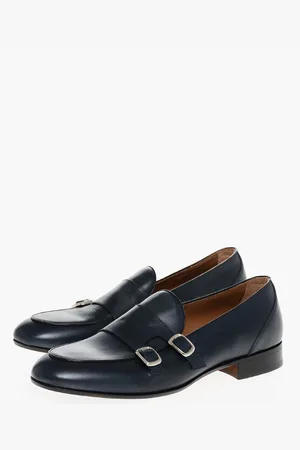 corneliani Vintage Effect Monk Strap Leather Loafers