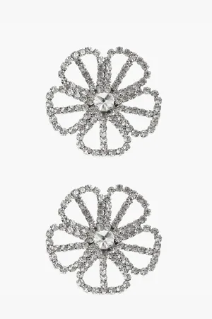 AREA Rhinestone Embellished Floral Design Earrings