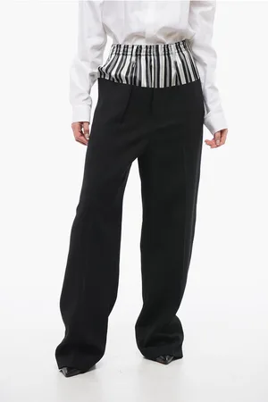 Fendi Crepe Wool Pants with Striped Detail