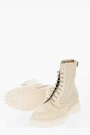 Woolrich Perforated Leather Combat Booties with Back Zip