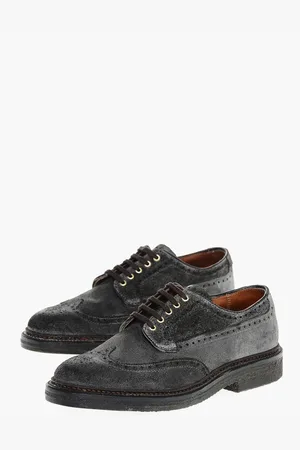 Alden Suede Derby Shoes With Brogues Details