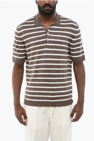 ALTEA Linen Pinstriped Polo