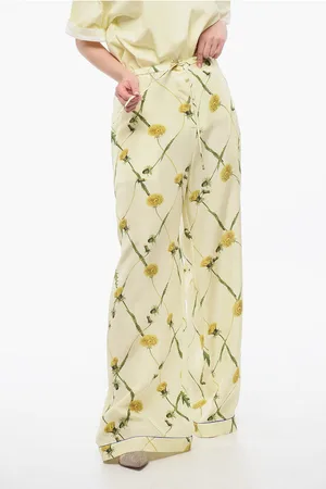 Burberry Silk Floral Pants with Wide Leg