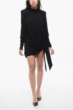 Saint Laurent Chiffon Dress with Padded Shoulders