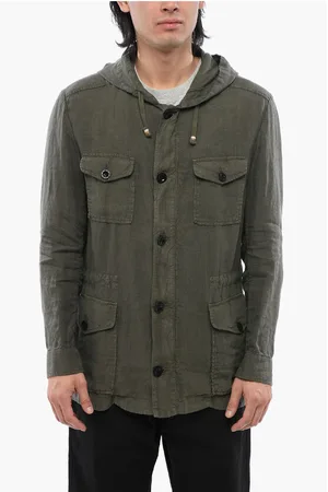 ALTEA Linen Sahariana Blazer with Hood