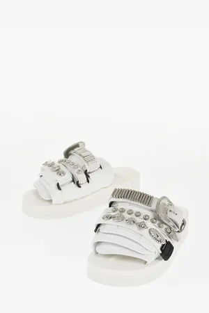 SUICOKE TOGA Faux Leather MOTO Sandals with Silver-Tone Metal Detail