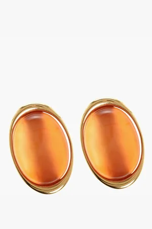 Saint Laurent Metal Clip-On Oval Earrings