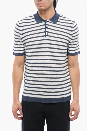 ALTEA Striped Linen Blend Polo