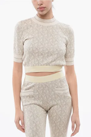 Palm Angels Monogram Jacquard Cropped Top With Logoed Band