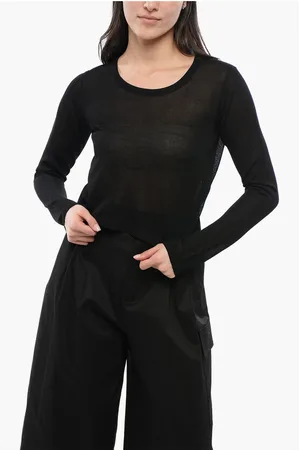 Woolrich Cropped Fit Viscose Blend Sweater with Crew Neck