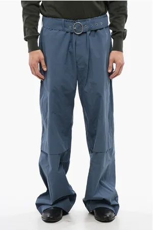 Jil Sander Cotton Wide Leg Pants with Fabric Belt