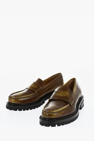 OFF-WHITE Leather COMBAT Loafers Vintage Effect