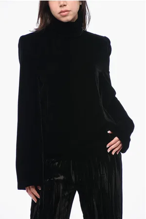 Saint Laurent Velvet Top with Padded Shoulders
