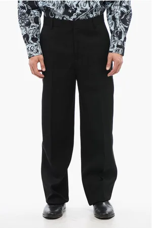 VERSACE 4-Pocketed Virgin Wool Pants with Belt Loops