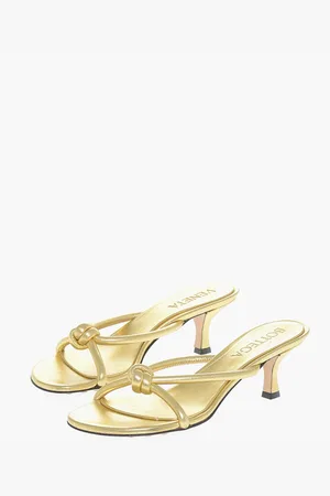 Bottega Veneta Front Knotted Lamè Leather Sandals 5cm