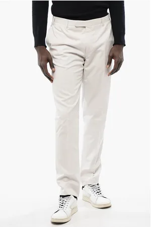 corneliani CC COLLECTION Cotton and Cashmere Pants with Scalloped Hem