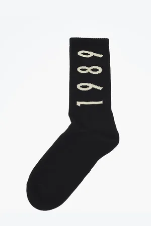 1989 STUDIO Ribbed Long Socks with Contrast Embroidery