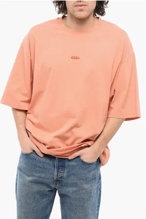 032c Solid Color Organic Cotton Crew-neck T-Shirt with Embroidere