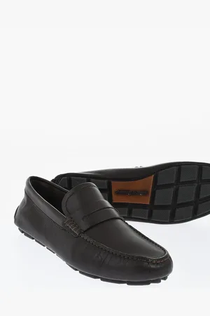 Ermenegildo Zegna Solid Color Leather Penny Loafers