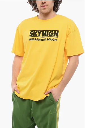 Sky High Farm Solid Color Crew-neck T-Shirt with Contrasting Print