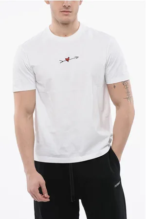 Neil Barrett Crew Neck CUPID Cotton T-Shirt with Embroidery