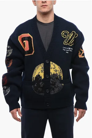 OFF-WHITE Embroidered MOON PHASE Wool Blend Cardigan