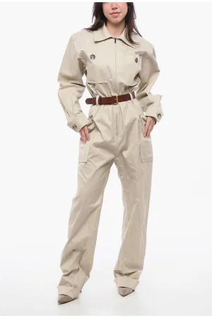 Saint Laurent Cotton Twill Jumpsuit with Leather Belt