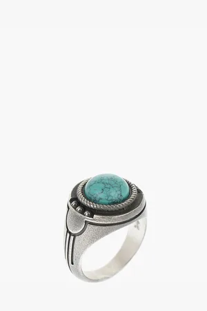 NOVE25 Silver NATIVE Chevalier Ring with Central Stone