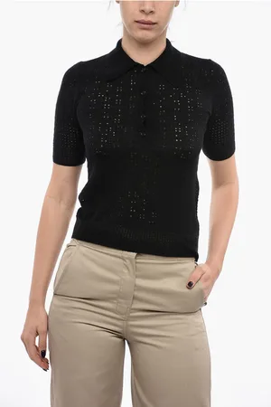 Chloé Short-sleeved Perforated Silk Blend Polo